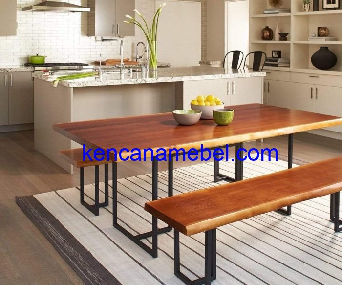 Set Meja Makan Kayu Jati Industrial